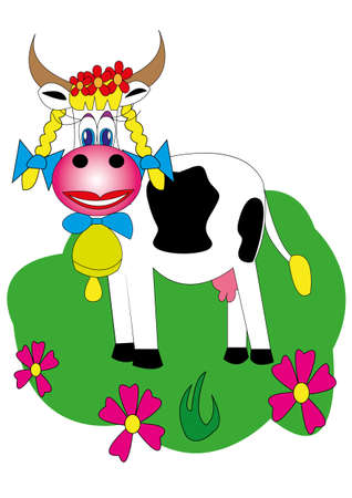 A cow on the lawn - a vectorのイラスト素材