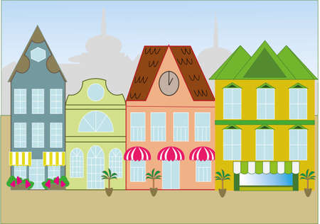 
 drawing of an old European cityのイラスト素材