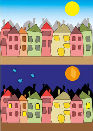 vector illustration of night and dayのイラスト素材