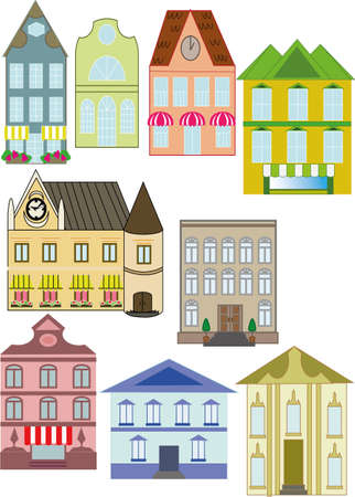 Vector illustration of urban houses isolated on white backgroundのイラスト素材