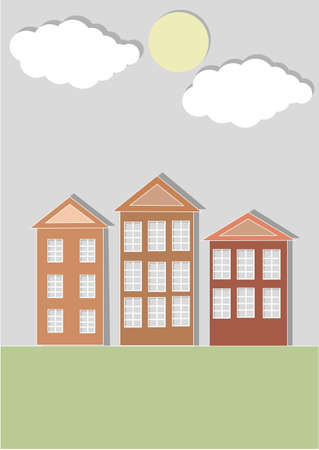 Vector illustration of houses with shadowsのイラスト素材