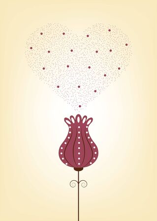 Dried poppy head with seeds in shape of heartのイラスト素材