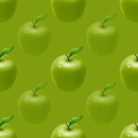 Seamless pattern with green apples on green backgroundのイラスト素材