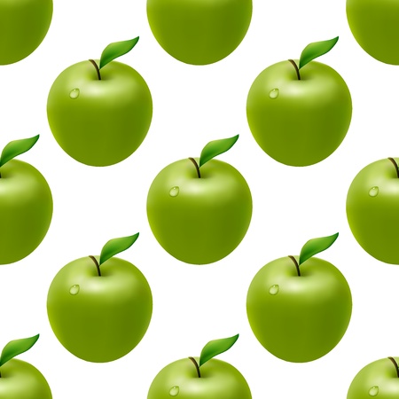 Seamless pattern with green apples on white backgroundのイラスト素材