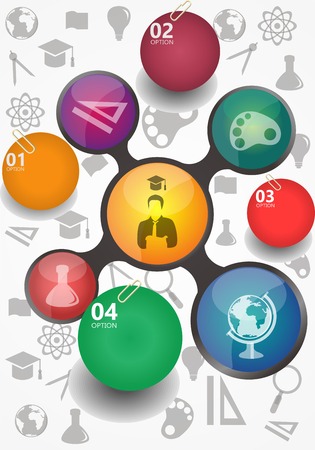 Education info graphic vintage design,A set of school and education icons.のイラスト素材