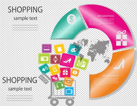 Shopping Icons with White Backgroundのイラスト素材