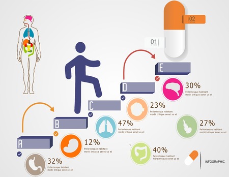 Medical, health and health care icons and data elementsのイラスト素材