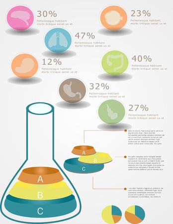 Medical, health and health icons and data elements, info graphic heart, brain , kidney and other human organs symbolsのイラスト素材