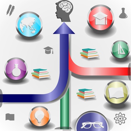 Education info graphic vintage design,A set of school and education iconsのイラスト素材