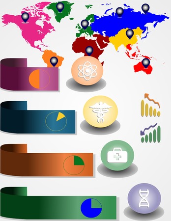 symbols info graphic science, with line green and sulfur colorのイラスト素材