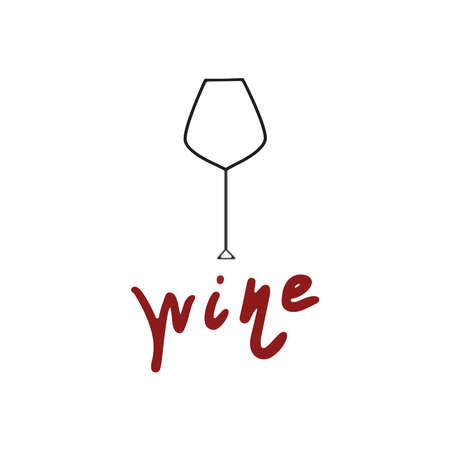 An empty glass of wine and the inscription wine isolated. The cider house rules, the business.のイラスト素材