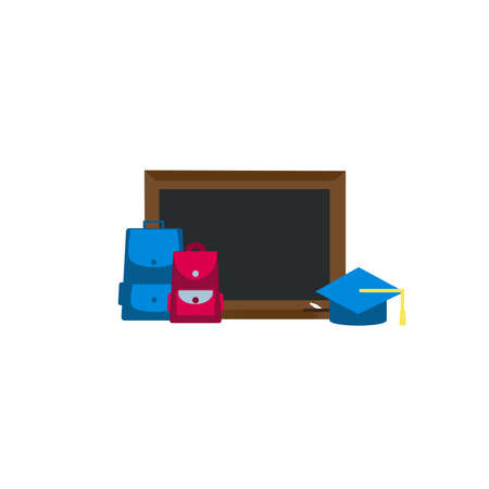 Back to School concept with chalkboard and other stationery object in vectorのイラスト素材