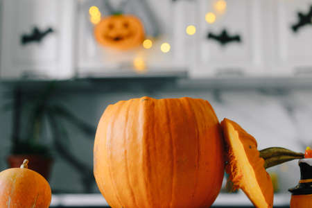 Happy Halloween. Kitchen decoration for Halloween.の写真素材