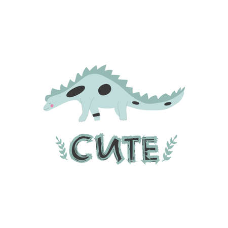 Cute dinosaur isolated on a white background. Children's illustration.のイラスト素材