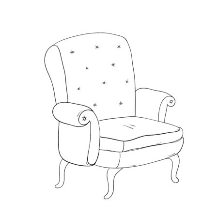 Beautiful vintage brown chair. Hand drawing isolated objects on white background. Vector illustration.のイラスト素材