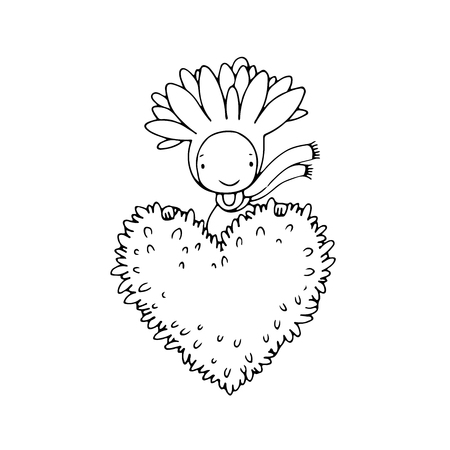 Cute cartoon succulent. Hand drawing isolated objects on white background. Vector illustration.のイラスト素材