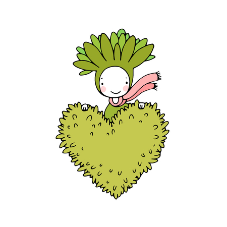 Cute cartoon succulent. Hand drawing isolated objects on white background. Vector illustration.のイラスト素材