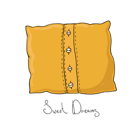 Pillow with buttons. Cushion vector illustration. Coloring bookのイラスト素材