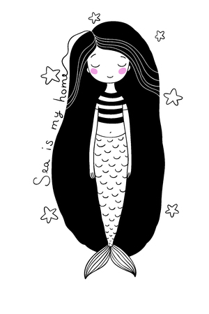 Beautiful little mermaid. Siren. Sea theme.のイラスト素材