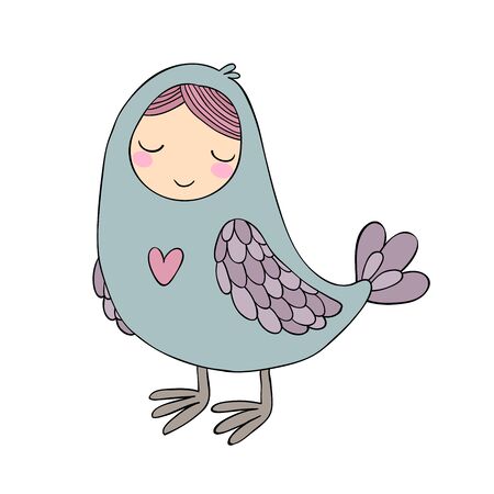 Girl Sirin. Mythological bird. Russian folklore.のイラスト素材