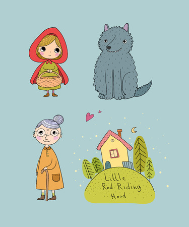 Set with Little Red Riding Hood fairy tale. Vectorのイラスト素材