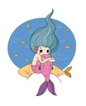 Cute cartoon little mermaid. Siren. Sea theme.の写真素材