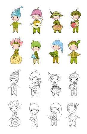 set of cute little gnomes. Little peopleのイラスト素材