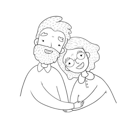Happy senior couple. Grandmother and grandfather. Vector illustrationのイラスト素材
