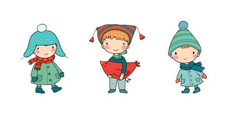 Cute cartoon gnomes . Forest elves. Little fairiesのイラスト素材