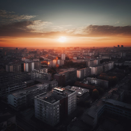 sunrise over the city generative aiの素材