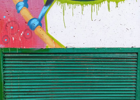 metal, wall, door, green, building, architecture, paint, garage, window, blue, brush, steelの写真素材
