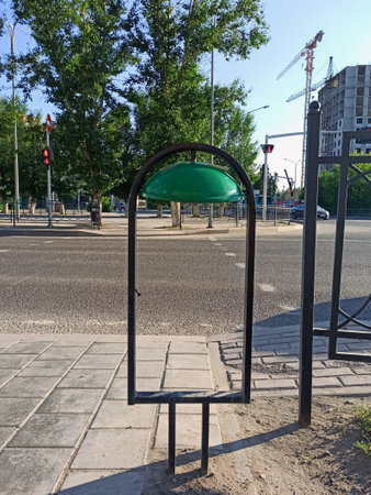 Dumpster body on the street in the park, no trash canの写真素材