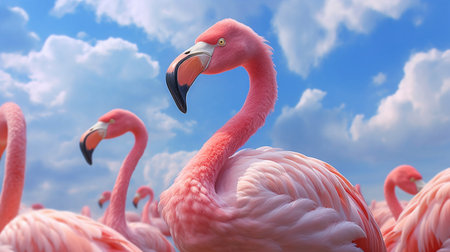 close up of a pink flamingoの素材