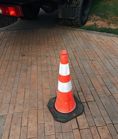 traffic cone on the streetの写真素材