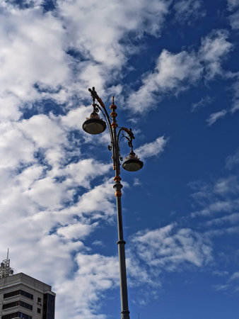 street lamp in the skyの写真素材