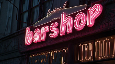 Neon sign of a bar in New York City, USA.の素材