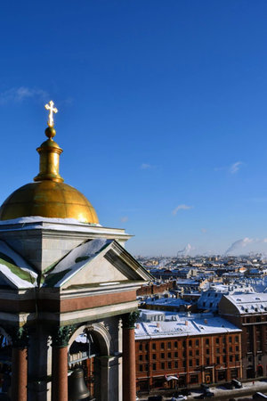 View of the roofs of the old city of St. Petersburg, Russiaの写真素材