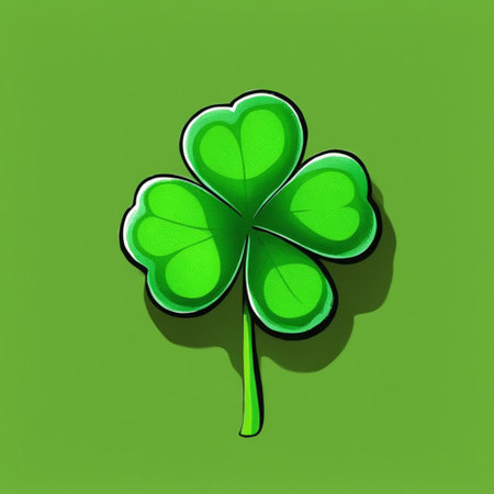 Green clover leaf on a green background. St. Patrick's Day.の写真素材