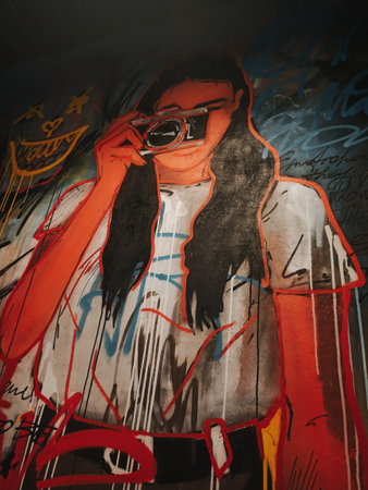 Mural art at East Williamsburg in Brooklyn. Outdoor art gallery known as the Bushwick Collective has the most diverse collection of street art in Brooklynの写真素材