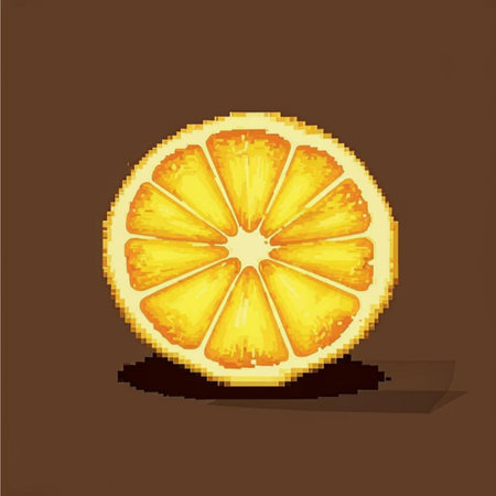 pixelated lemon on a brown background. vector illustration. pixel artの写真素材