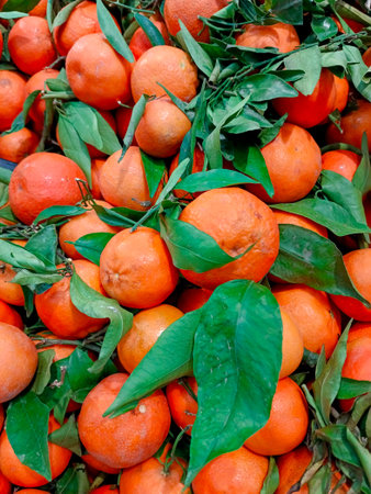 Fresh tangerines for sale at the market in Istanbul, Turkey