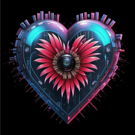 Futuristic heart with electronic elements. Vector illustration. Eps 10の写真素材