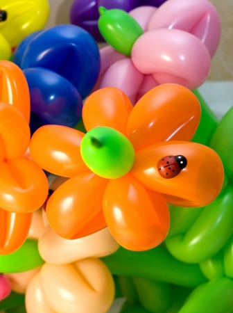 flower shapes made of colored balloonsの写真素材