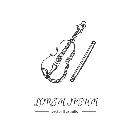 Hand drawn doodle Violin icon Vector illustration musical instrument Music symbols icons collections Cartoon violin concept elements Violin vector design templateのイラスト素材