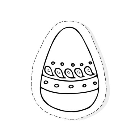 Easter related icon sticker - egg decorated with doodle elements. Vector illustration Cartoon spring holiday concept. Decoration colorful eggs, with cute borders, girly sketch styleのイラスト素材