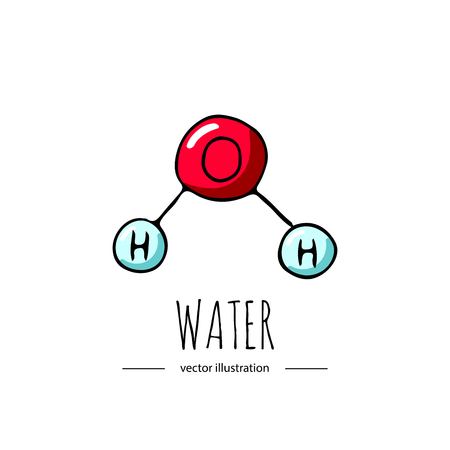 Hand drawn doodle Water chemical formula icon.のイラスト素材