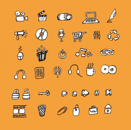 Icon set doodle for web and internetのイラスト素材