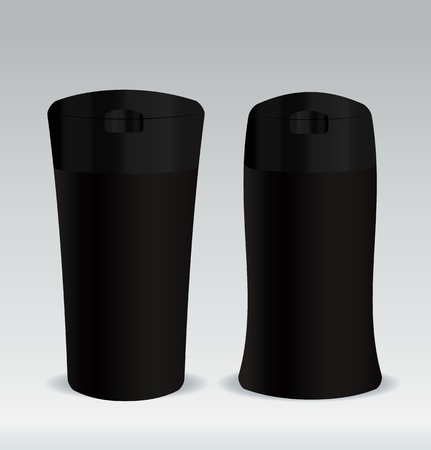Black cosmetic container bottle for shower gel, body lotion or shampooのイラスト素材