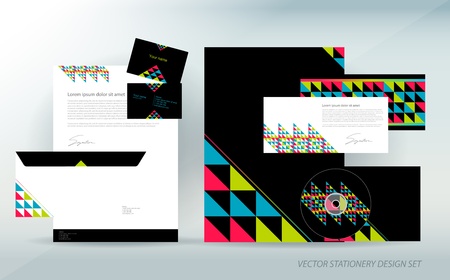 Colorful stationery set with triangle のイラスト素材