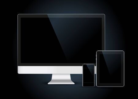  set mobile phone, tablet pc and computerのイラスト素材